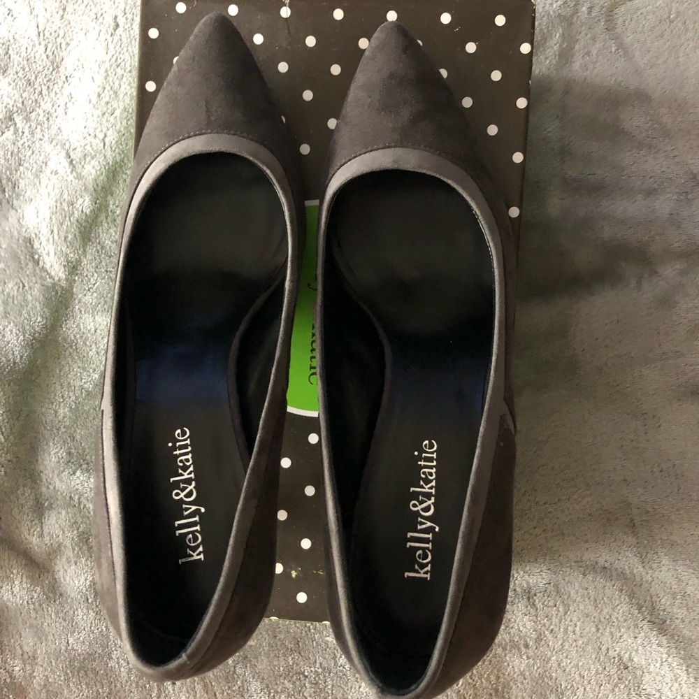 Two Tone Grey Suede Pumps